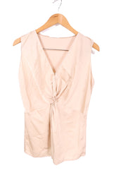 חולצה מעוצבת בזהב שמנת  -L